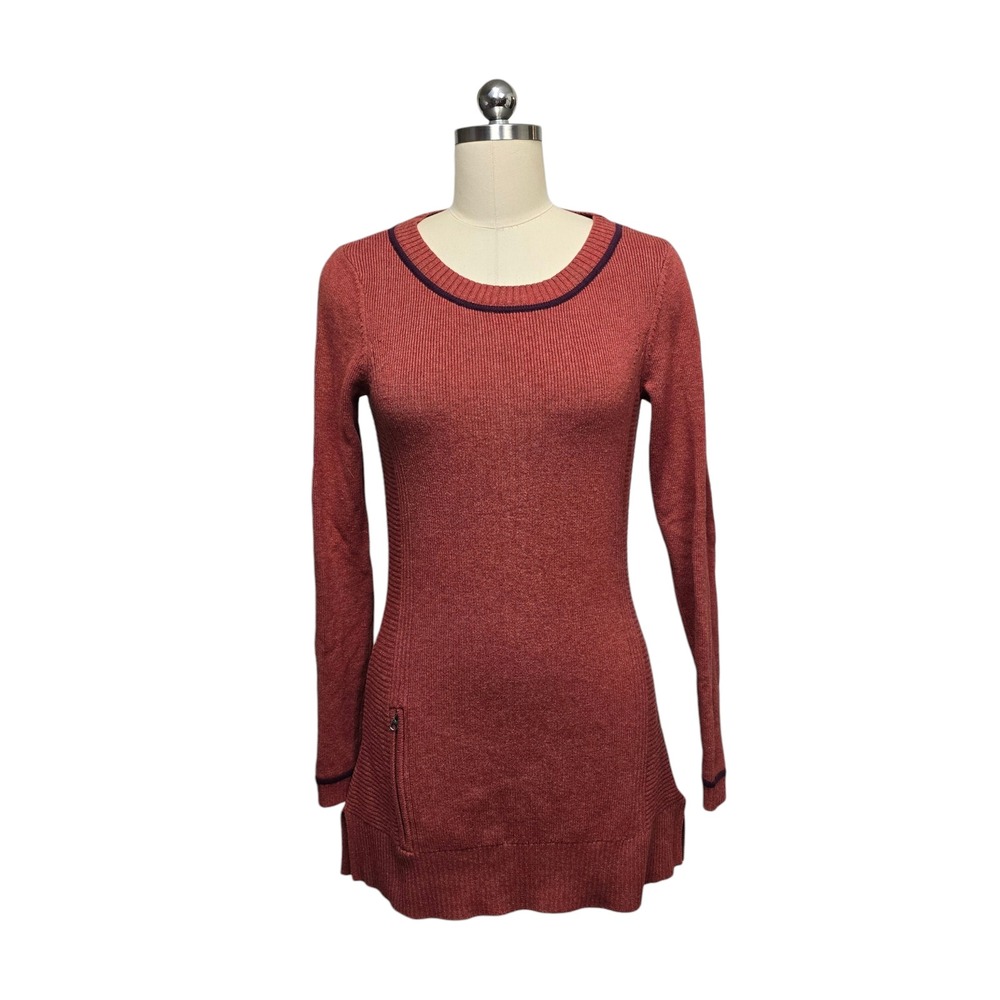 Title Nine Red Orange‎ Heathered Long Sleeve Crew Neck Sweater Size Small Wool